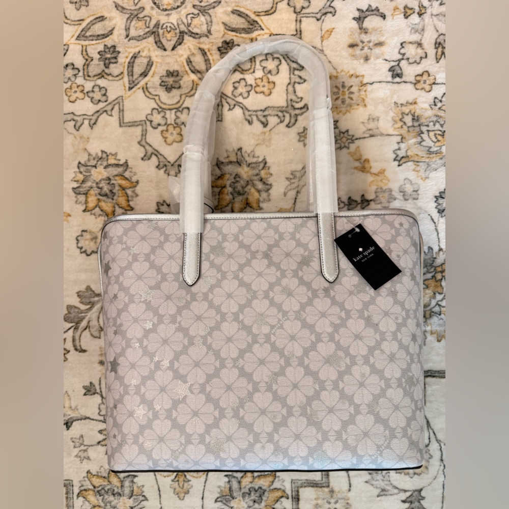Kate Spade Silver and Gray Floral Tote